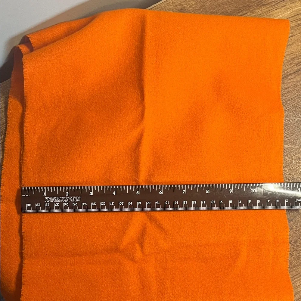 Burberry Vibrant Orange Lambswool Fringe Scarf - Picture 6 of 6